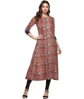 Yash Gallery Pack of 1 Cotton Printed Flared Women's Kurti - ( Multicolor )