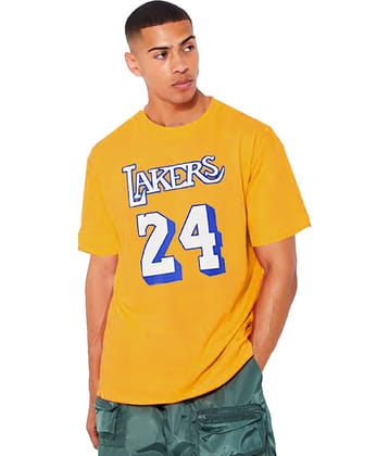 Leotude Pack of 1 Cotton Blend Oversized Fit Men's T-Shirt ( Mustard )