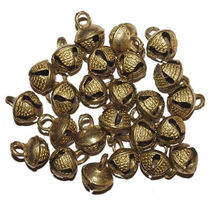 nawani ghungroo bells (50 pcs) indian anklets/loose beads - bellydance music classes craft, size - 1 cm-Gold