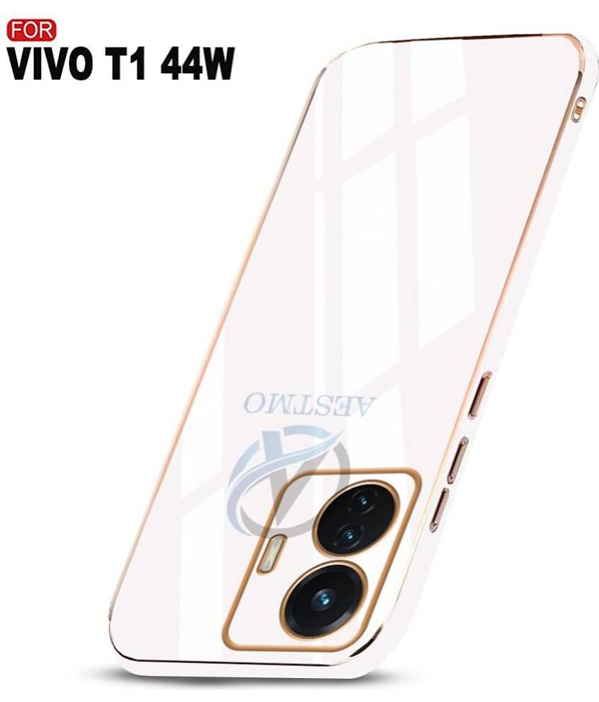 AESTMO - White Silicon Plain Cases Compatible For Vivo T1 44W ( Pack of 1 )
