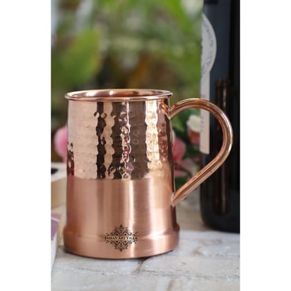 IndianArtVilla Pure Copper Moscow Mule Beer Mug With Half Lecquer & Hammer Mug Design , Best for Beer Cocktail Parties, Barware, Volume-600ML-1