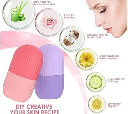 Pack of 2 | Ice Face Roller for Glowing Skin & Puffy Eyes Relief | Reduces Dark Circles & Tightens Skin | Reusable Silicone Ice Mold for Face Massage & Skincare | For Women & Men