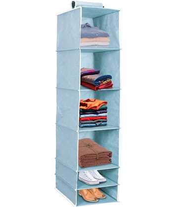 PrettyKrafts 6 Tiers Clothes Hanging Organizer, Wardrobe for Regular Garments, Shoes Storage Cupboard, Hanger Bag-