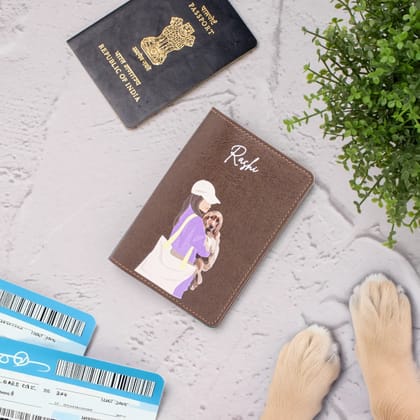 PERSONALISED PRINTED PASSPORT COVER - PET LOVER - BROWN