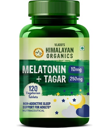 Vlado's Himalayan Organics Melatonin 10mg + Tagar 250mg Potent Sleep Aid Formula 120 No.s
