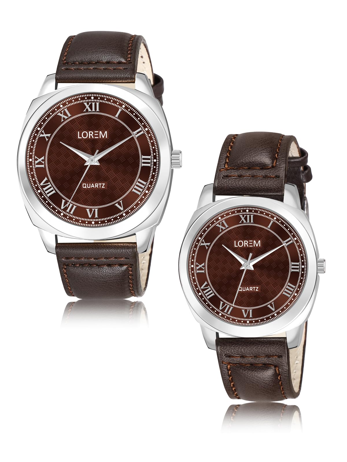 Brown Cubic Designer Printed Dial Analog Watch for Lovely Couple LR91-LR338