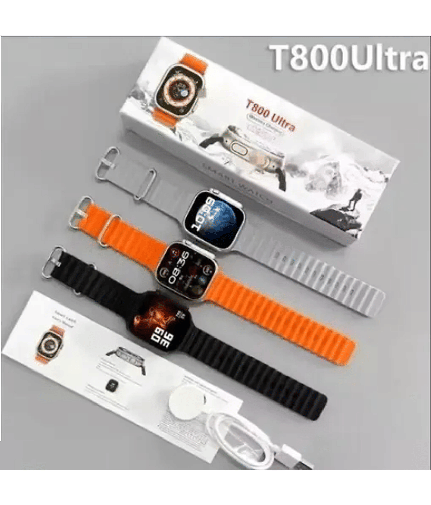 T800 Ultra Smart Watch with Beautiful Strap, Bluetooth Calling Smart Watch, 1.99" Touch Display with Fitness & Outdoor, Health & Medical Tracker, 8 Unique UI Interactions (Orange)