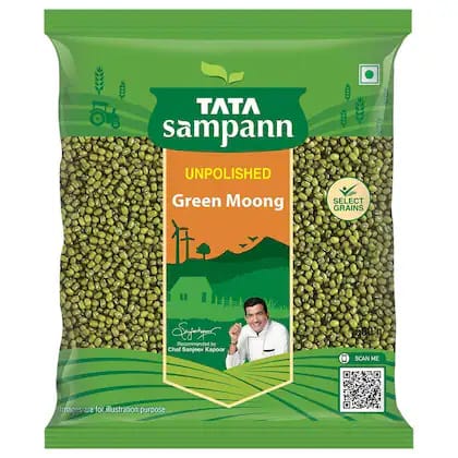 Tata Sampann Unpolished Green Moong Dal - Whole, 500 g