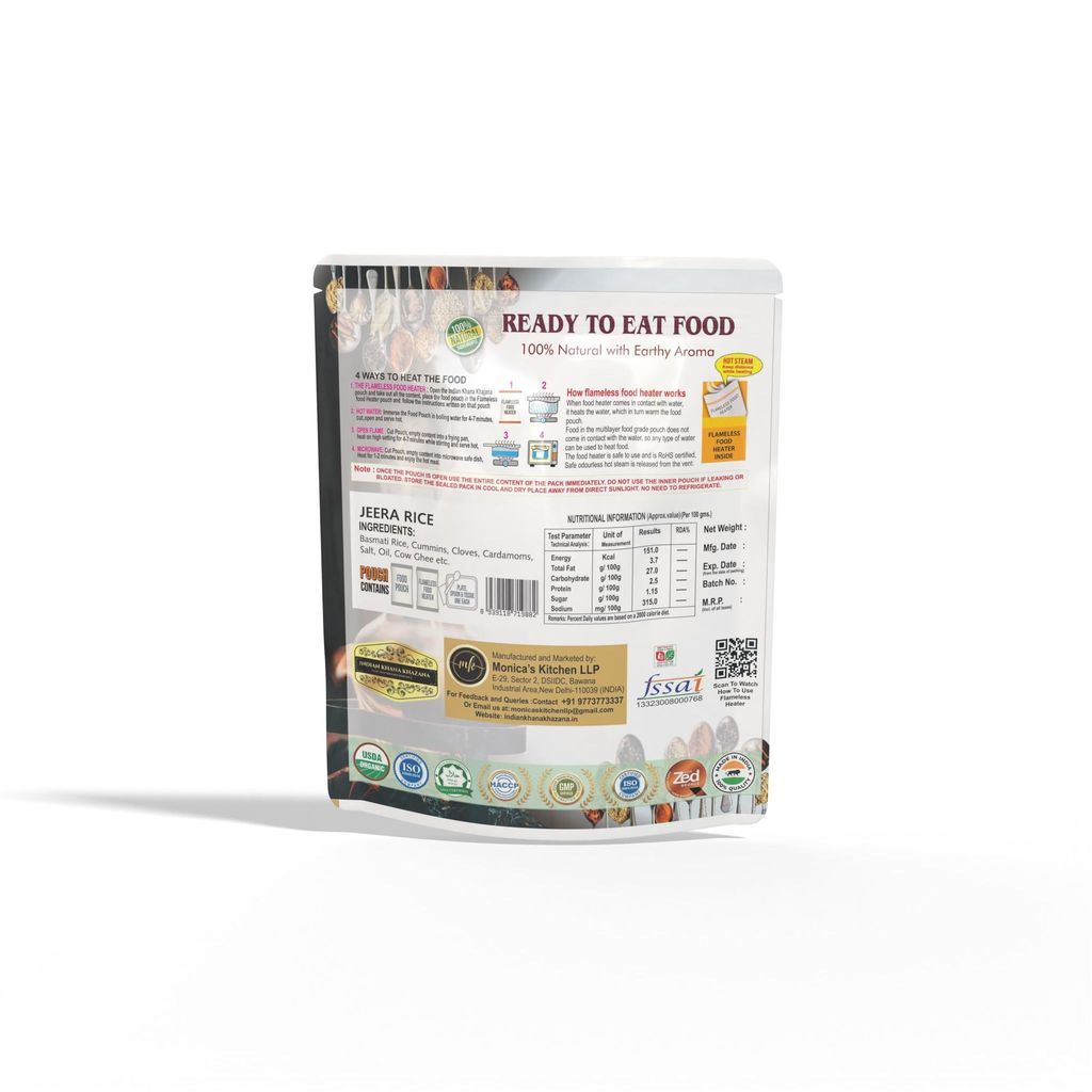 INDIAN KHANA KHAZANA Ready to eat Jeera Rice 202gm| Indian Tasty Flavour Ready to Eat Food Jeera Rice | No Added Preservative and Colours (Rice)