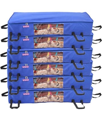Prettykrafts Long Underbed Storage Bag, Storage Organizer, Blanket Cover with Side Handles (Set of 6 pcs)