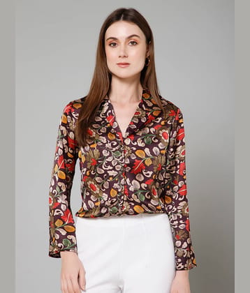 Purys Women Printed Satin Shirt ( Maroon )