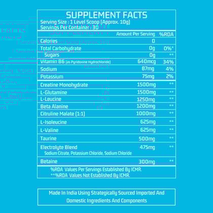 Myfitness Fuel H2O | Pre Workout Powder For Workout | Most Powerful Non Caffeine Pre Workout | BCAA | Creatine Monohydrate | L-Glutamine | Beta Alanine | Citrulline Malate | Taurine | Betaine | Loaded With Electrolytes | 30 Servings | Preworkout Powder