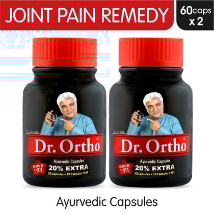 Dr Ortho Joint Pain Relief Capsules 60Caps, Pack of 2 (Ayurvedic Medicine Helpful in Joint Pain, Back Pain, Knee Pain, Neck Pain) - Ayurvedic Capsules