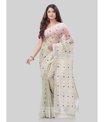 Desh Bidesh Cotton Woven Saree Without Blouse Piece ( Off White )
