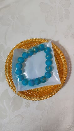 Elegant Sky Blue Beaded Bracelet - Fashion Accessory for Women & Teens