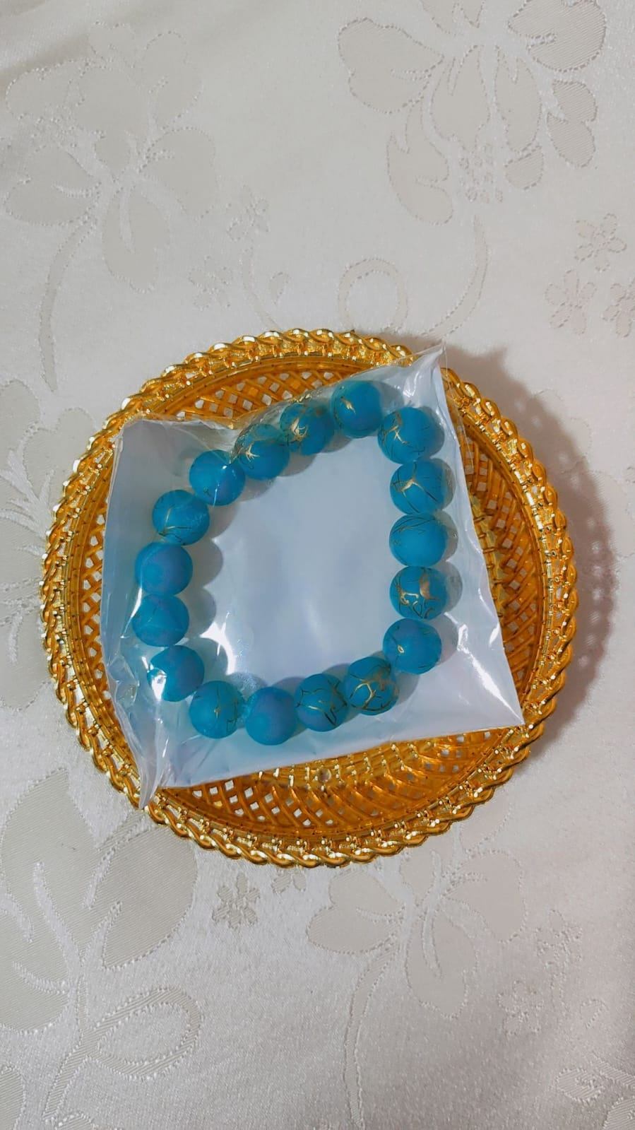 Elegant Sky Blue Beaded Bracelet - Fashion Accessory for Women & Teens