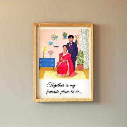 Rectangle Photo based Family Illustration Portrait - Best Couple-1,2 / 12x16 inches / Canvas Roll