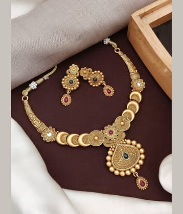 Shivay Fashion Golden Alloy Necklace Set ( Pack of 1 )