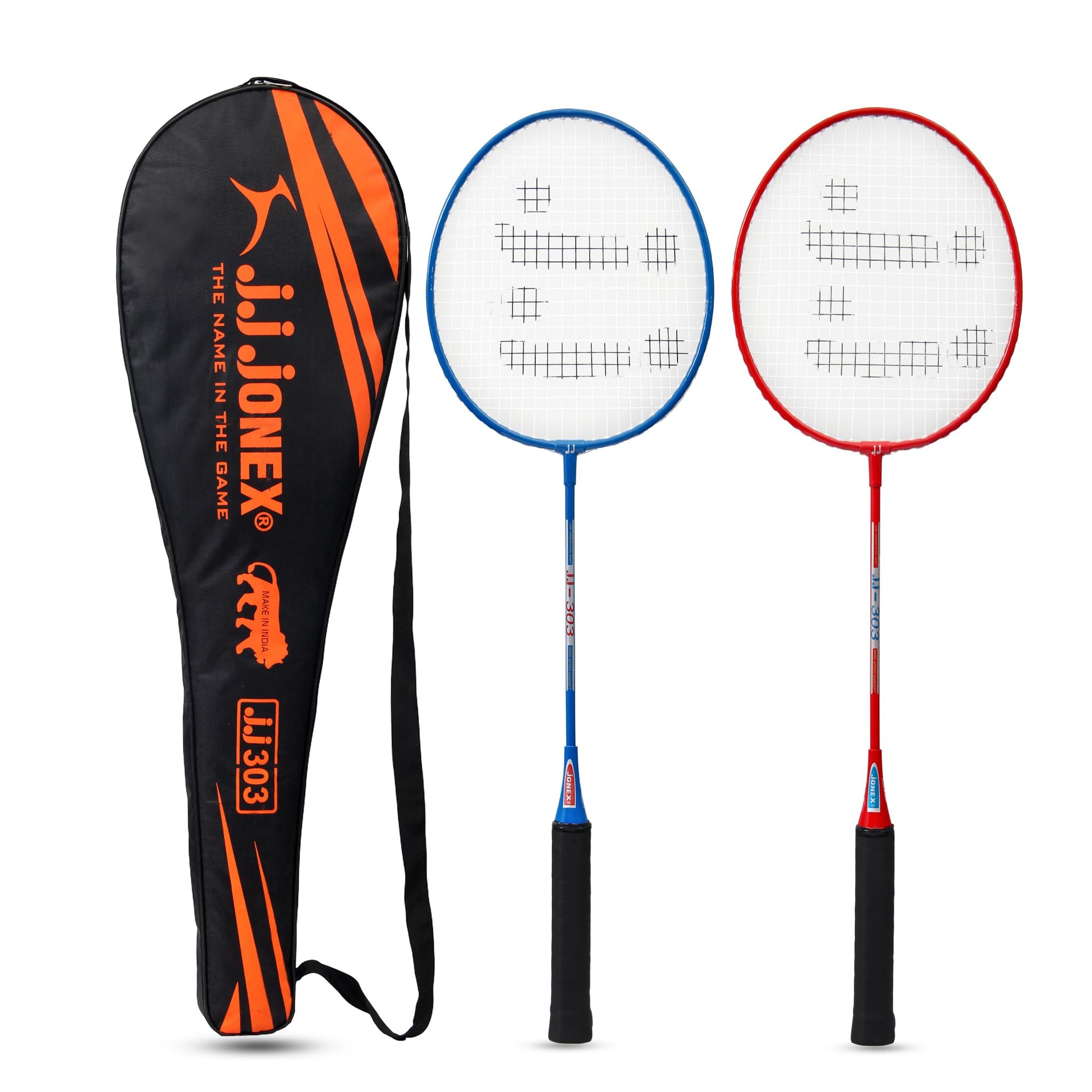 JJ Jonex 303 Set of 2 Steel Badminton Racquets with Full Cover