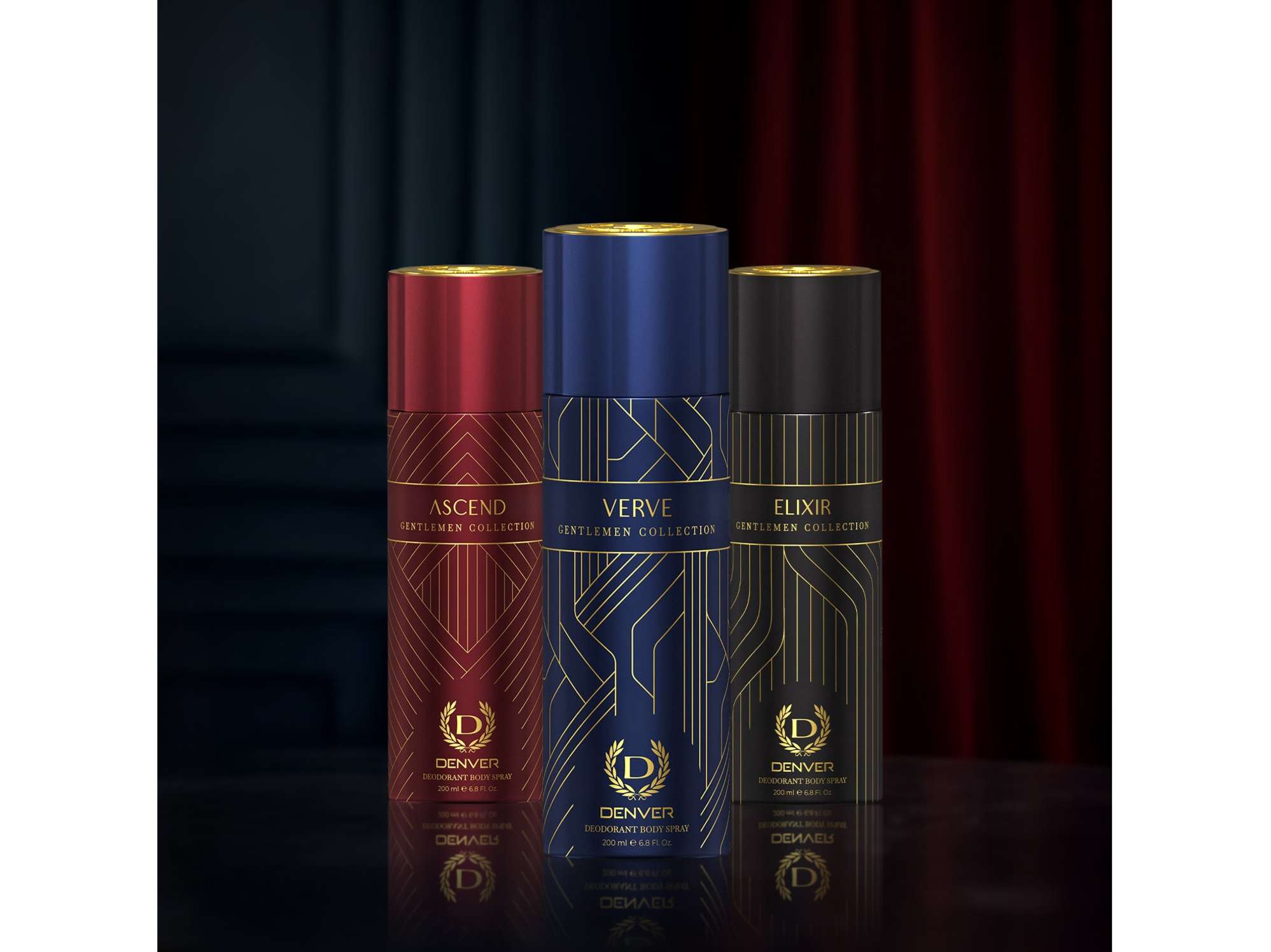 Denver Pack of 3 Gentlemen Deos (Ascend + Verve + Elixir) - 200ml Each