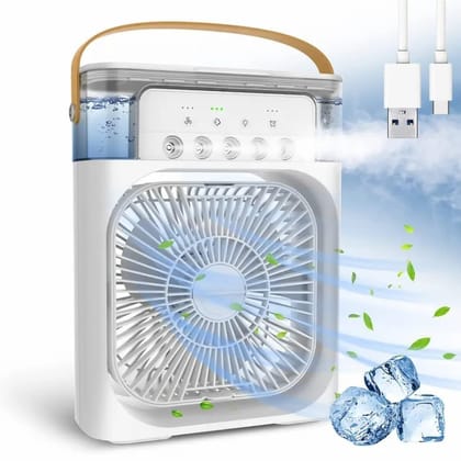 mini air cooler Portable Mini Cooler Rechargeable Air Conditioner Water Cooler Small AC for Office, Home Cooling, Summer Fan Evaporative Brush USB Compatible Stickers Cleaning 3 Fast Speed (Mini AC)