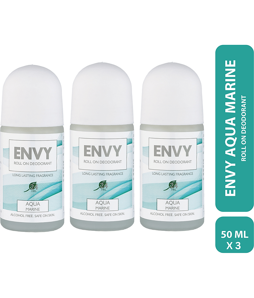 ENVY Aqua Marine Long Lasting Deodorant Roll-on 50 ml Each (Pack of 3)