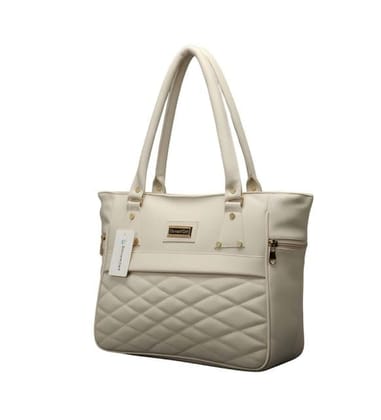 DARSHANS Women's PU Leather Solid Shoulder Zipper Handbag (Cream)-PID65126