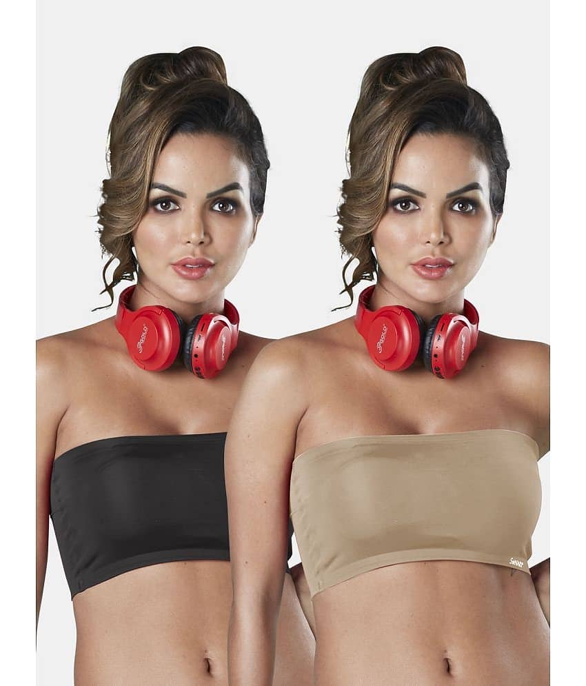 Sonari Pack of 2 Nylon Women's Tube Bra ( Black ) tubularblackblack