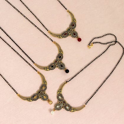 Multi Color 4 Piece Of Mangalsutra Combo (MS141CMB)-Length: 44.00 CM x Width: 0.20 CM / Gold / Alloy With Good Quality Gold Plated