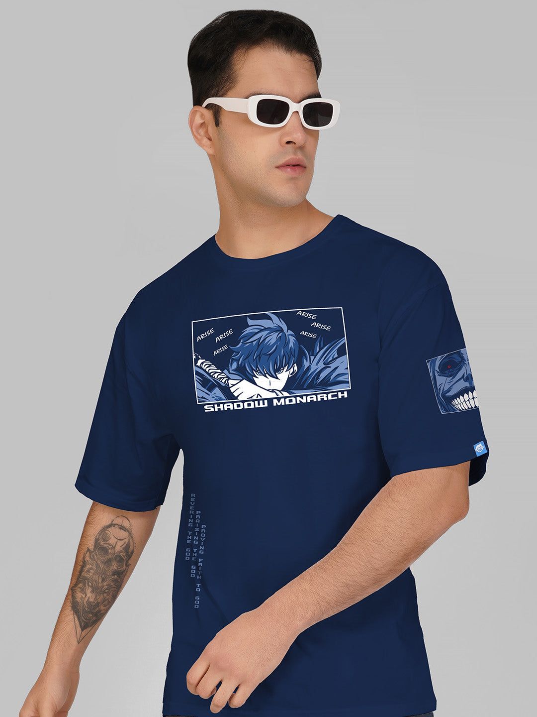 Arise of Jin Woo Solo Leveling Oversized T-Shirt-Navy Blue / S