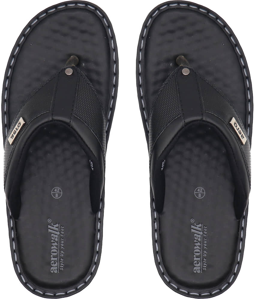 Aerowalk Black Men's Thong Flip Flop