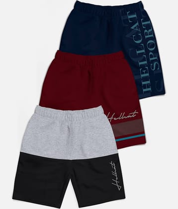 HELLCAT Pack of 3 Cotton Blend Shorts For Boys ( Multicolor )