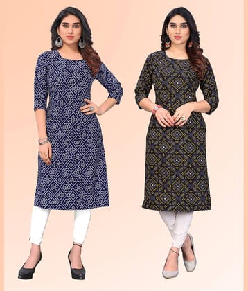 KETAKI FASHION Pack of 2 Crepe Printed Straight Women's Kurti - ( Multicoloured )
