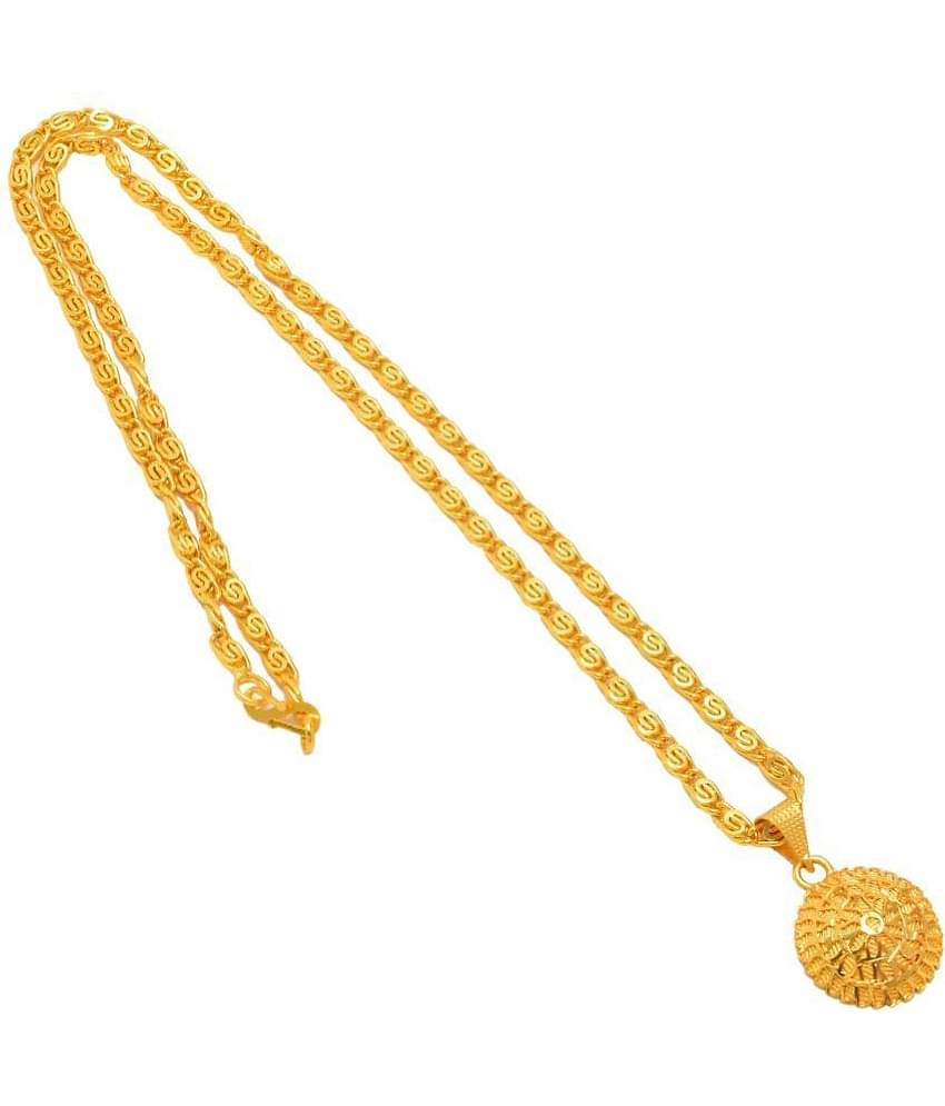 Jewar Mandi New Design Gold Plated Locket/Pendant with Link Chain Daily use for Men, Women & Girls, Boys