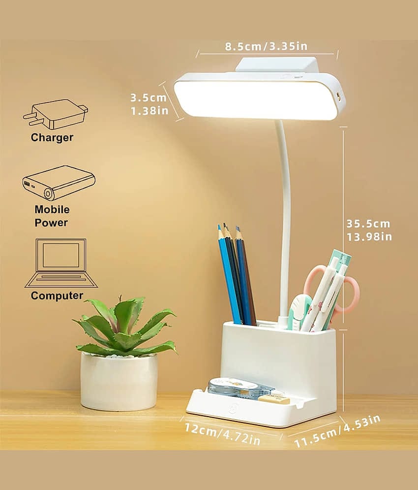 FIRSTLIKE White Study Table Lamp ( Pack of 1 )