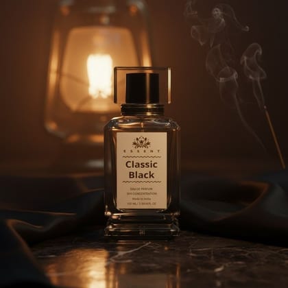 Essent Perfumes Classic Black For Him Eau de Parfum (EDP) – Powdery Woody Long Lasting Perfume – Men’s Fragrance