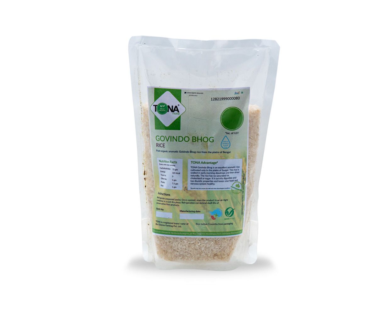 Tona Organic Aromatic Gobindobhog Rice, 500 gm