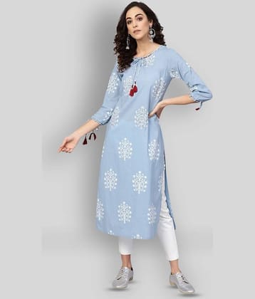 Yash Gallery Pack of 1 Cotton Embroidered Straight Women's Kurti - ( Multicolor )