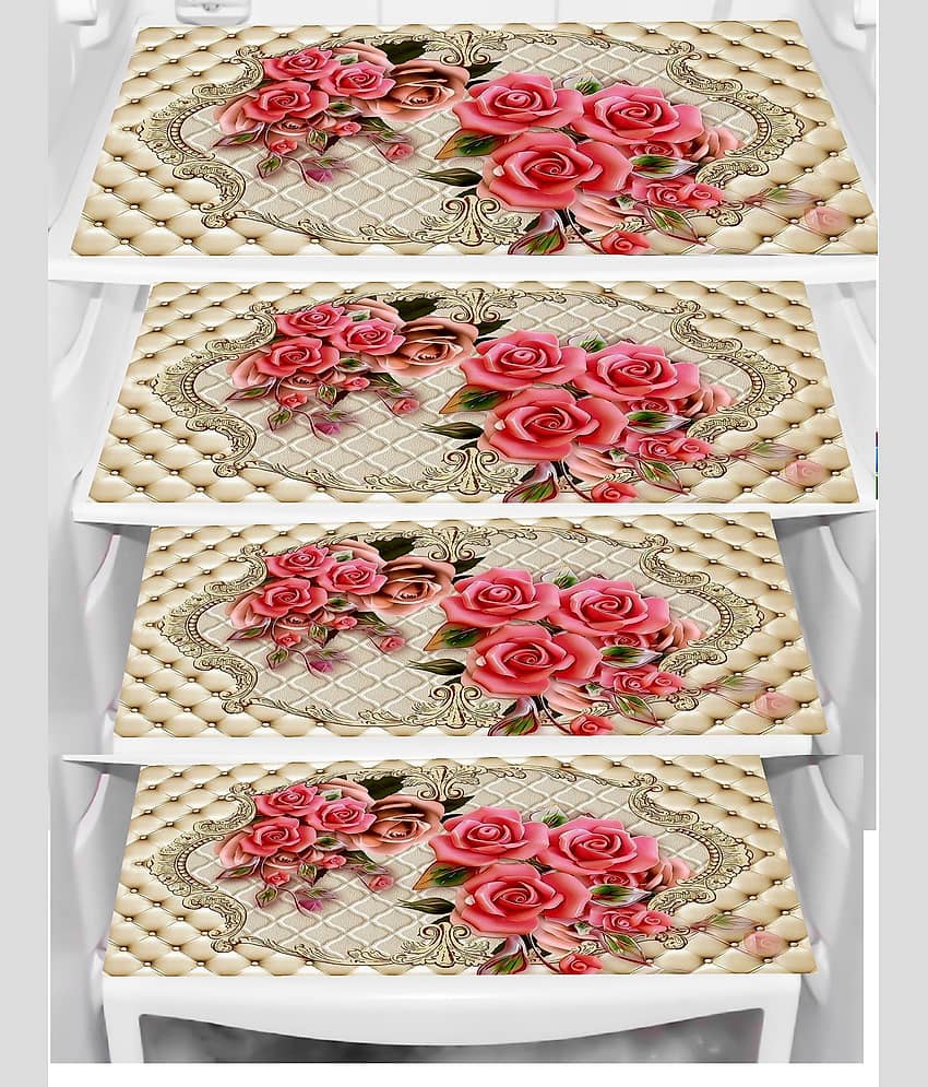 Sanraksshan PVC Floral Fridge Mats ( 40 30 ) Pack of 4 - Multicolor