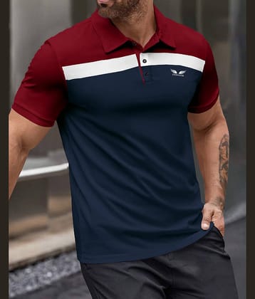 Eyebogler Pack of 1 Cotton Blend Regular Fit Colorblock Half Sleeves Men's Polo T Shirt ( White )