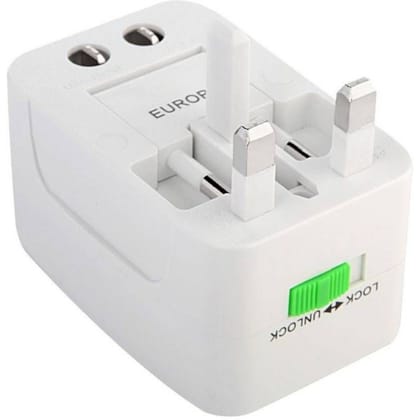 Universal Travel Adapter with 125V 6A, 250V Surge-Spike Protected Electrical Plug White (White)