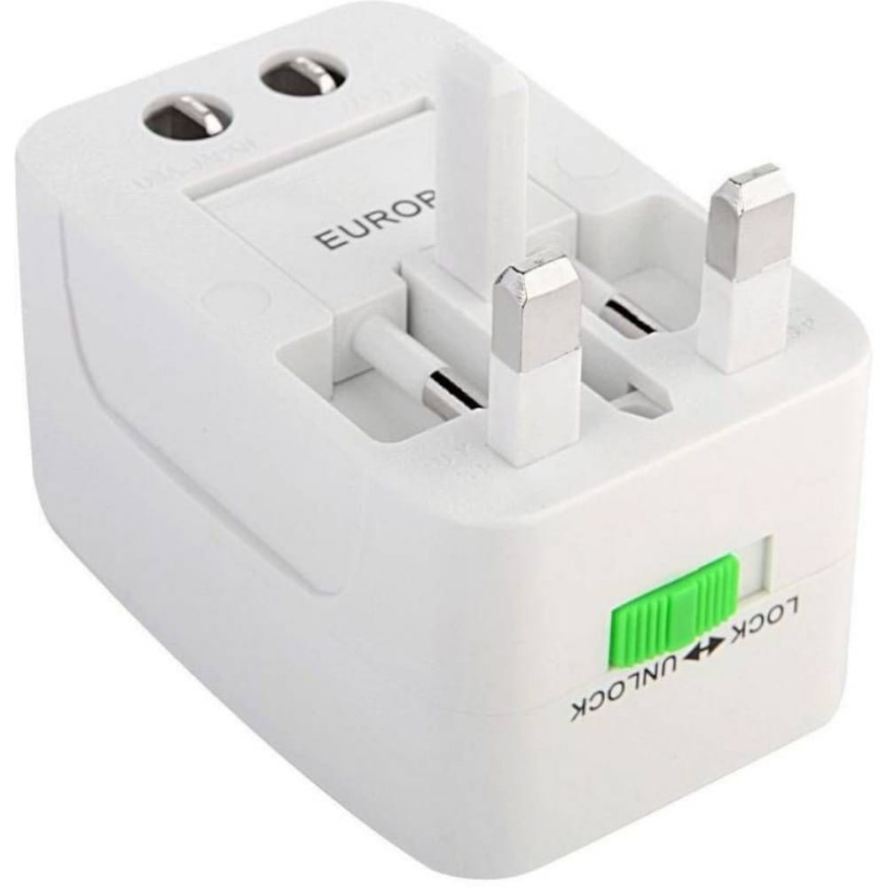 Universal Travel Adapter with 125V 6A, 250V Surge-Spike Protected Electrical Plug White (White)
