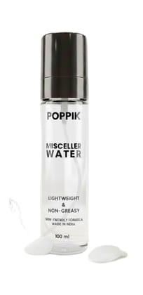 POPPIK Micellar Water, 100ml, Vegan Makeup Remover, Fragrance-Free, Non-Greasy Formula.