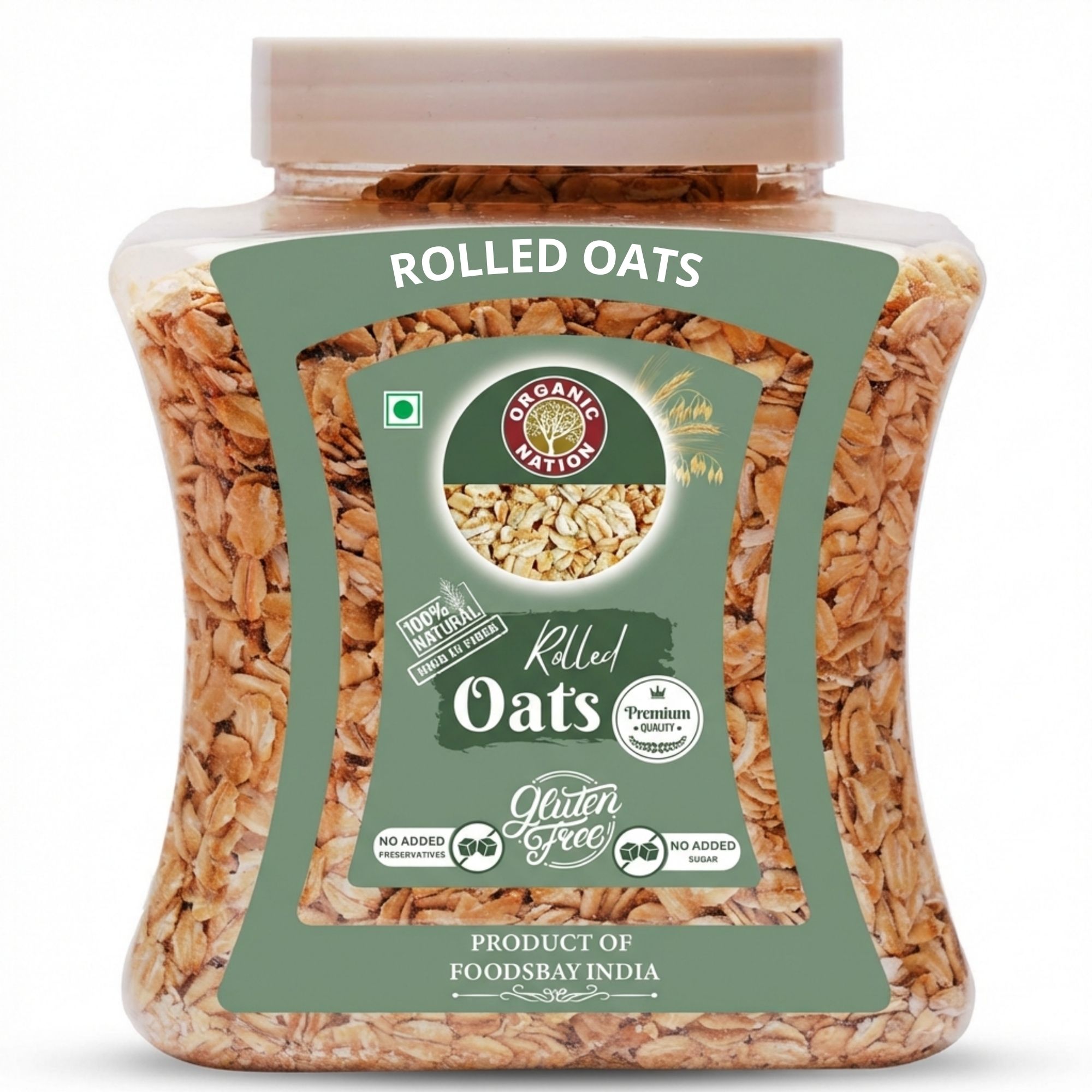 Foodsbay India Rolled Oats | 100% Whole Grain Oats | High Fibre | 600 g