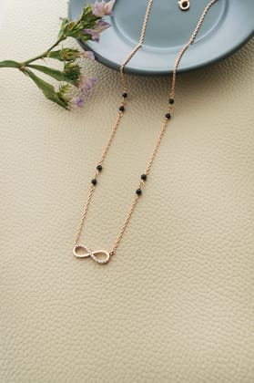 Promise Of Infinity Rose Gold Plated Sterling Silver Mangalsutra Necklace-Rose