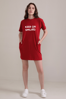 Keep on Smiling :Oversized T-shirt Dress-XS