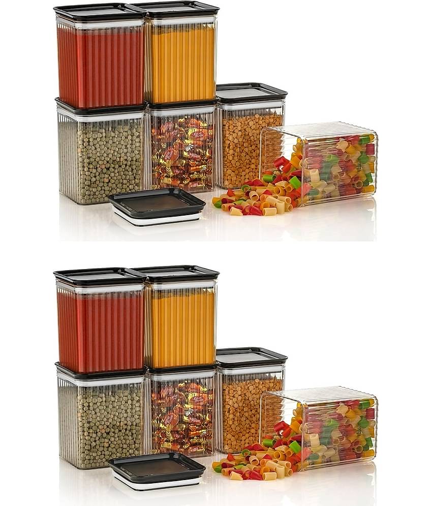 Analog Kitchenware Dal/Pasta/Grocery PET Black Multi-Purpose Container ( Set of 12 )