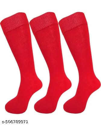 Red plain formal/funky Lycra cotton socks - Pack of 3 (13+ year)