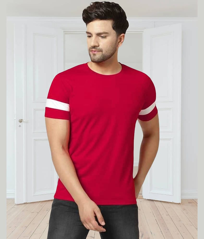 TAZO Cotton Blend Regular Fit Solid Half Sleeves Men's Round T-Shirt - Red ( Pack of 1 )