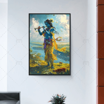 krishna playing flute canvas wallart 18X 36